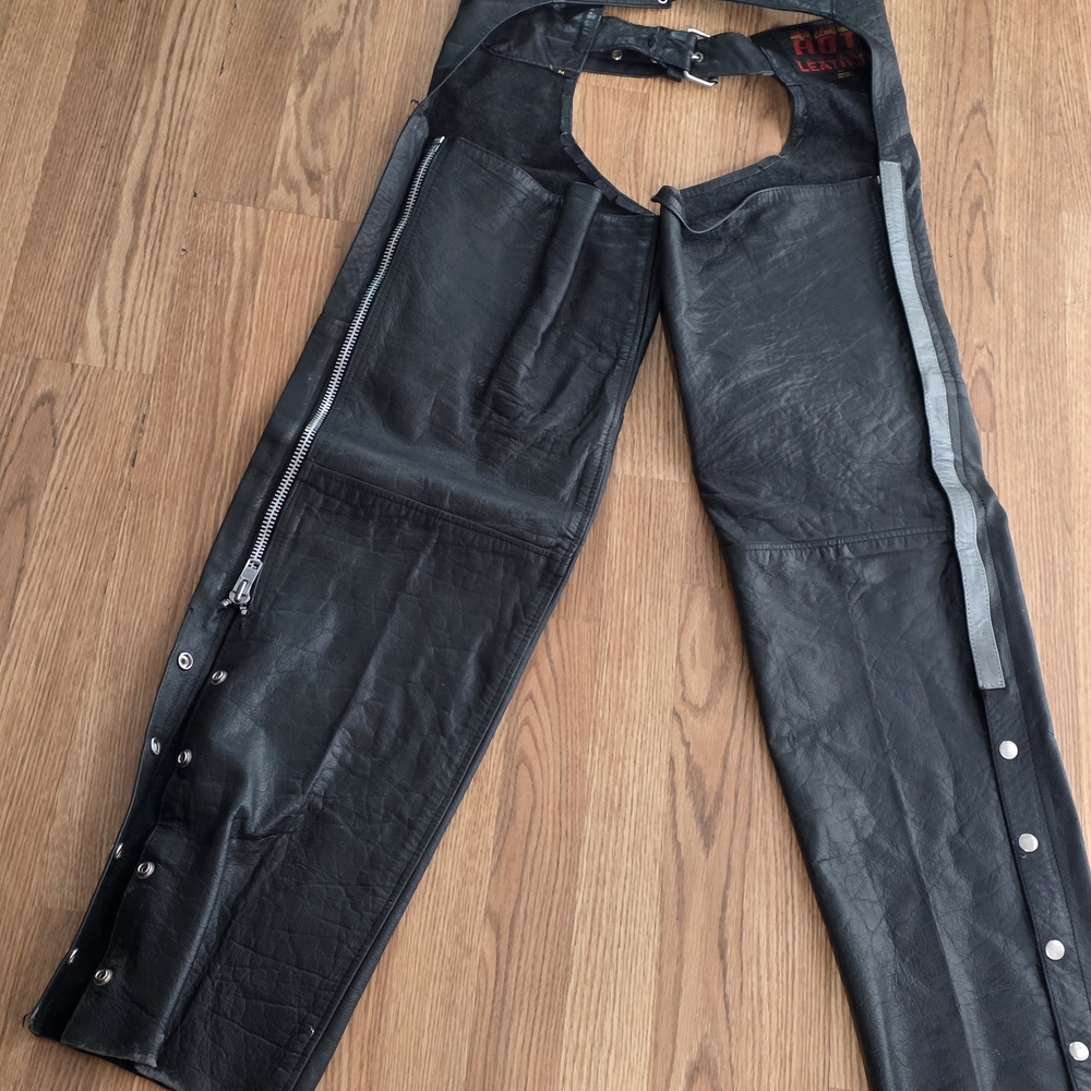 Black Leather Women's Motorcycle Chaps